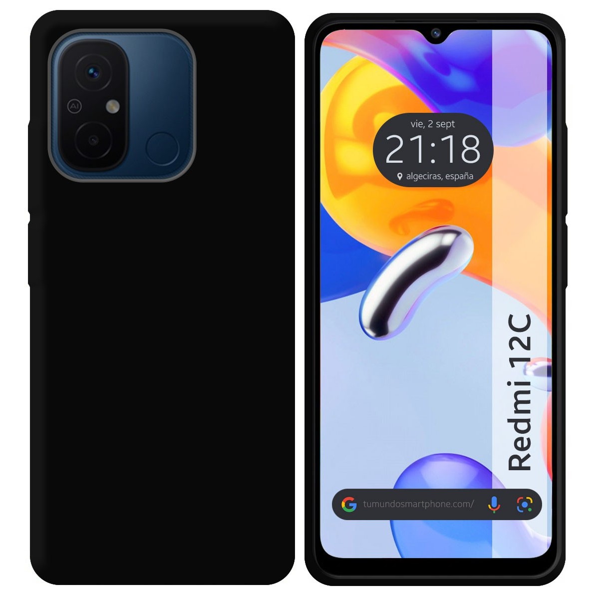 Funda Silicona Gel TPU Negra compatible con Xiaomi Redmi 12C