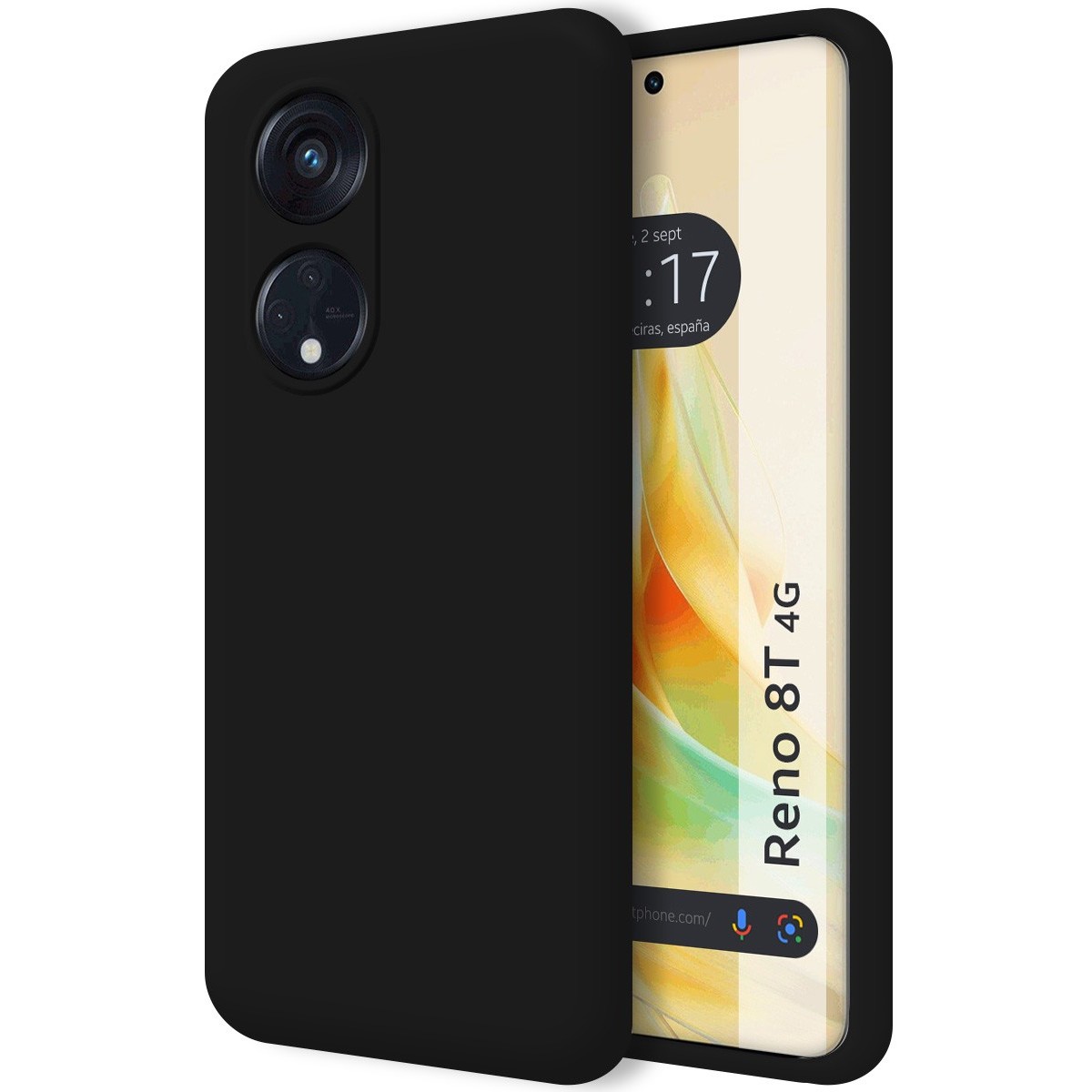 Funda Silicona Líquida Ultra Suave para Oppo Reno 8T 4G color Negra