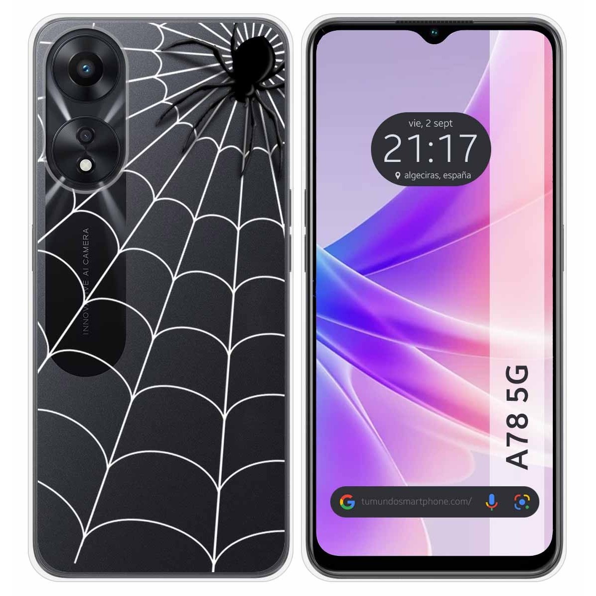 Funda Silicona Transparente para Oppo A78 5G diseño Araña Dibujos