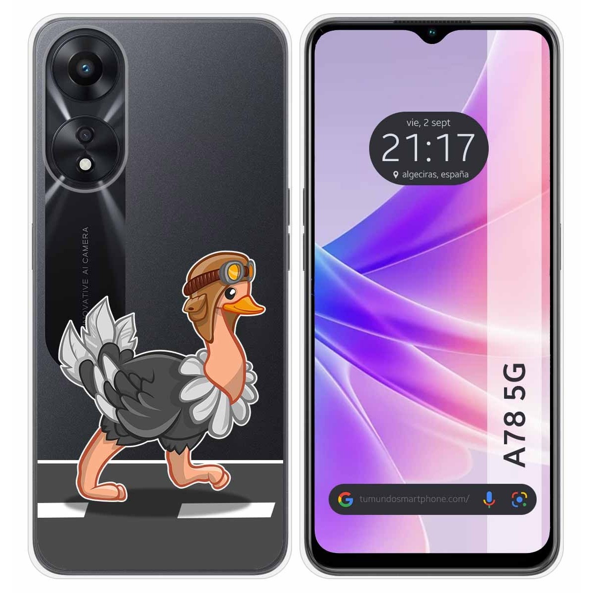 Funda Silicona Transparente para Oppo A78 5G diseño Avestruz Dibujos
