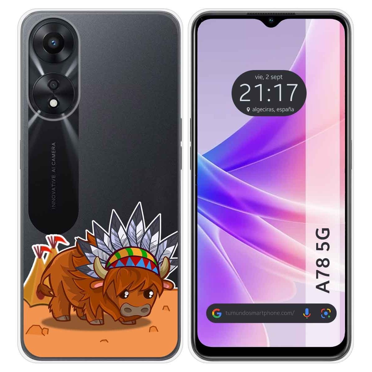 Funda Silicona Transparente para Oppo A78 5G diseño Bufalo Dibujos