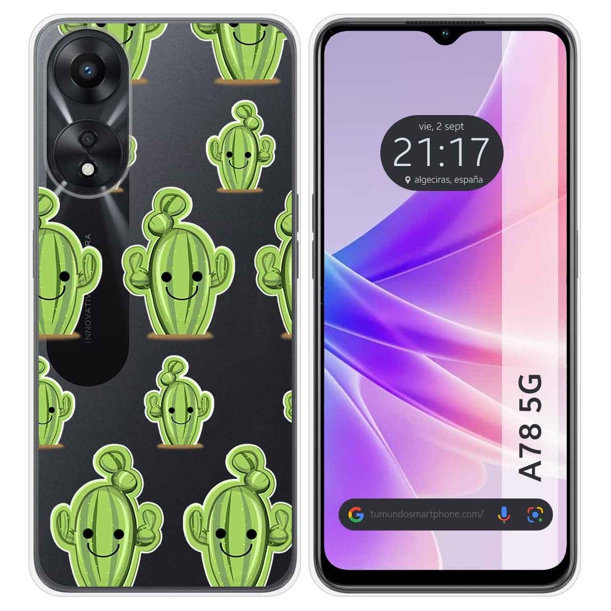 Funda Silicona Transparente para Oppo A78 5G diseño Cactus Dibujos