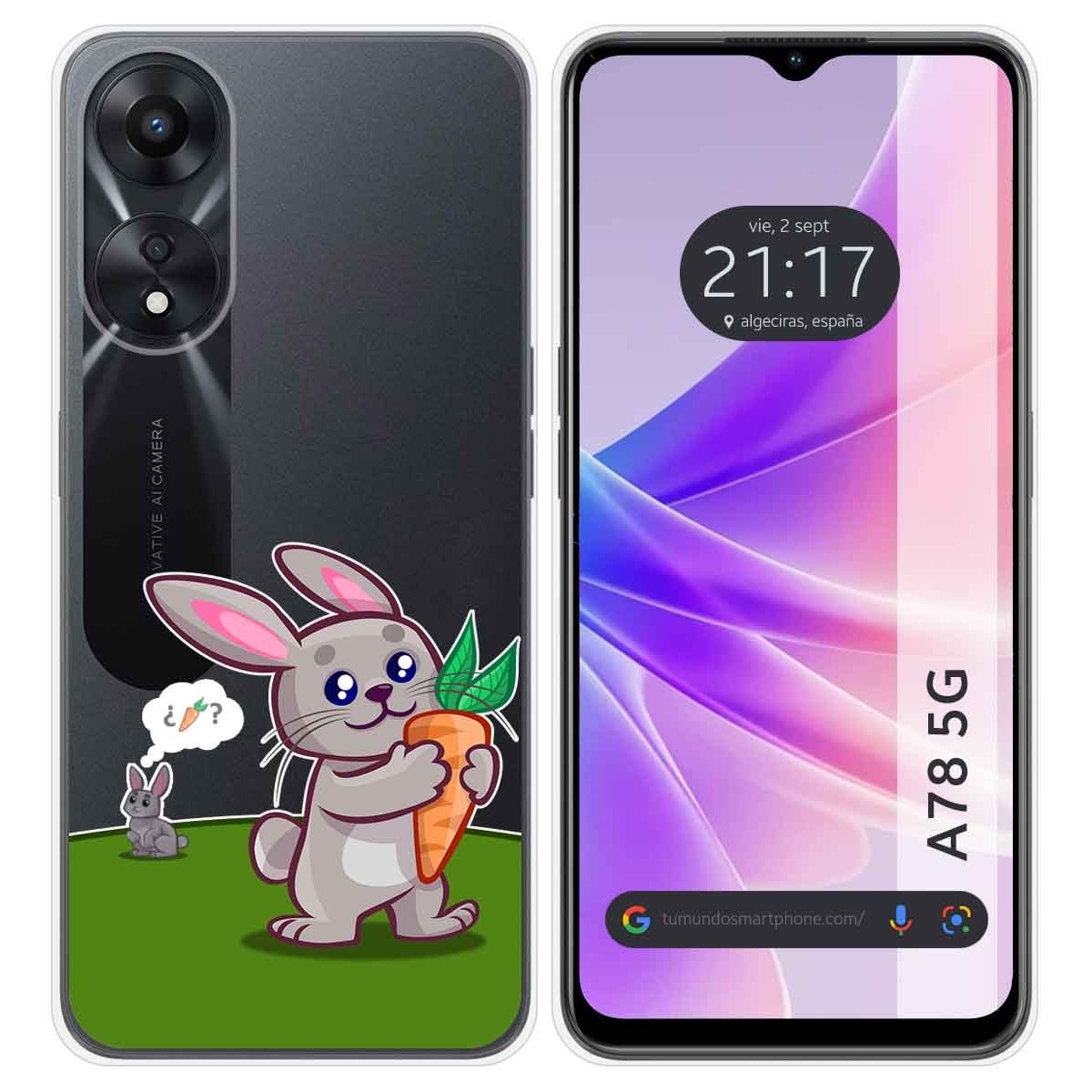 Funda Silicona Transparente para Oppo A78 5G diseño Conejo Dibujos