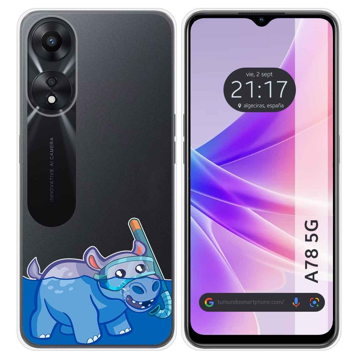Funda Silicona Transparente para Oppo A78 5G diseño Hipo Dibujos