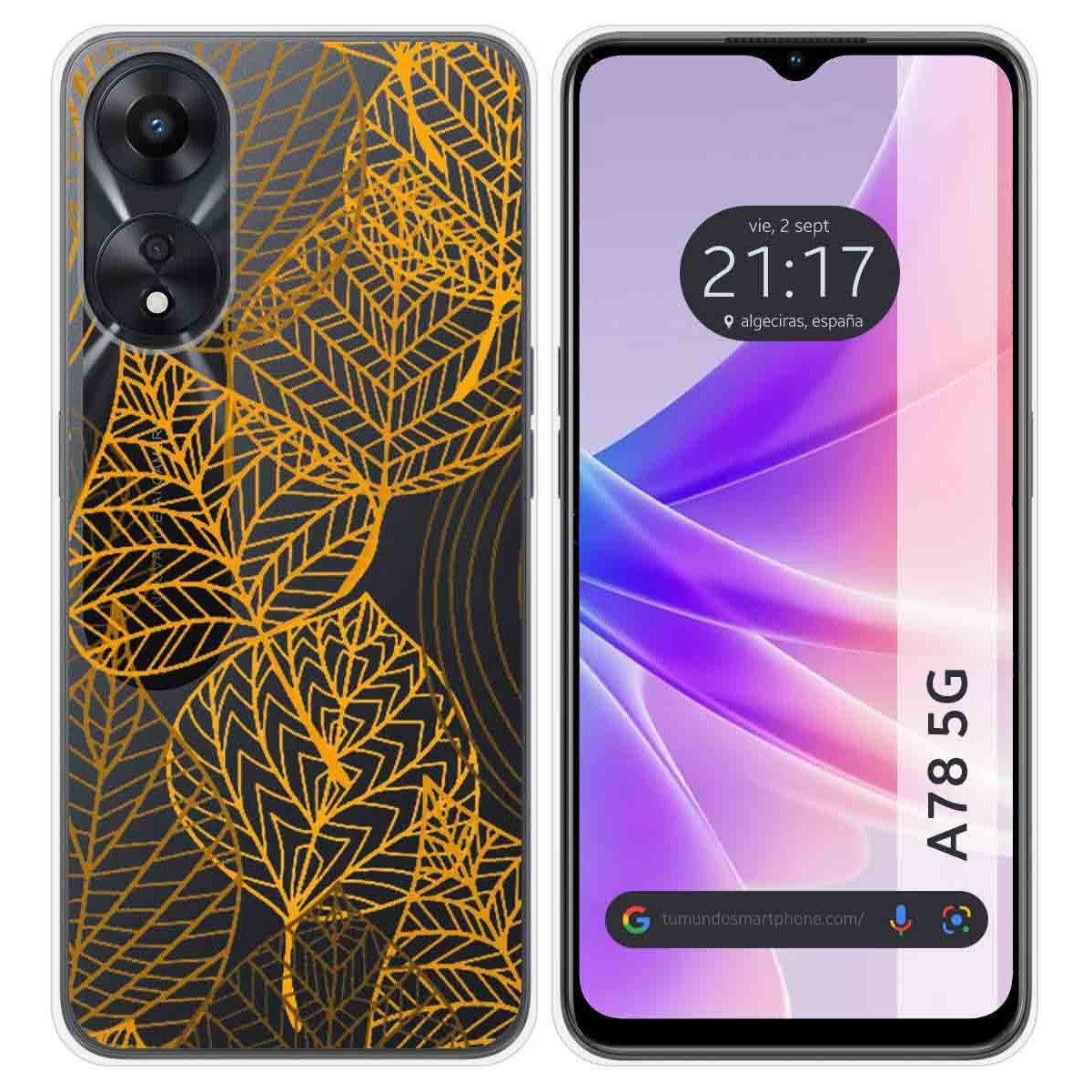 Funda Silicona Transparente para Oppo A78 5G diseño Hojas Dibujos