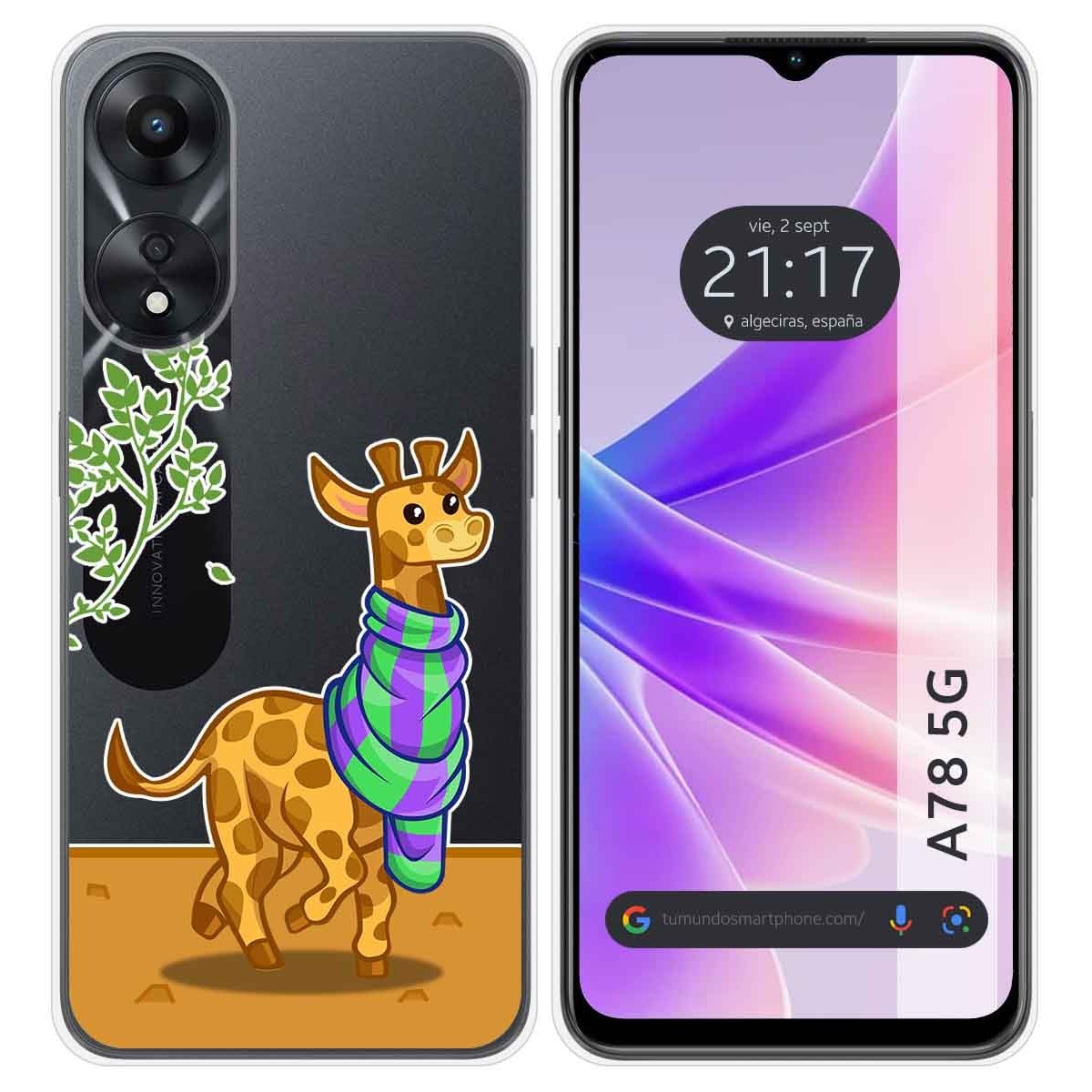 Funda Silicona Transparente para Oppo A78 5G diseño Jirafa Dibujos