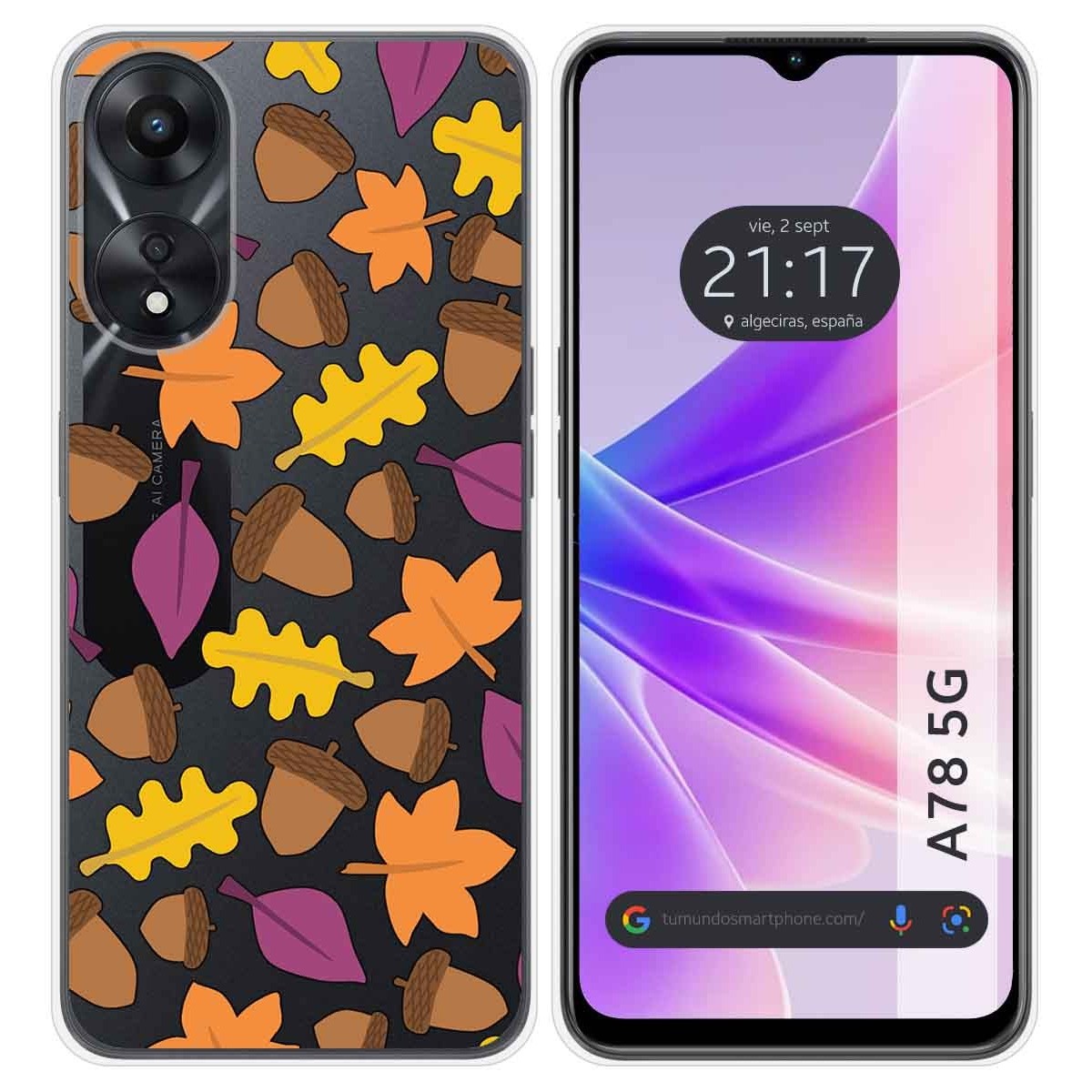 Funda Silicona Transparente para Oppo A78 5G diseño Otoño Dibujos