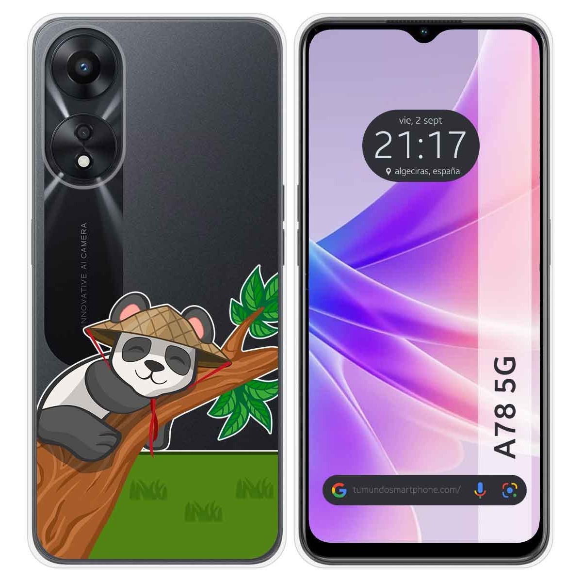 Funda Silicona Transparente para Oppo A78 5G diseño Panda Dibujos