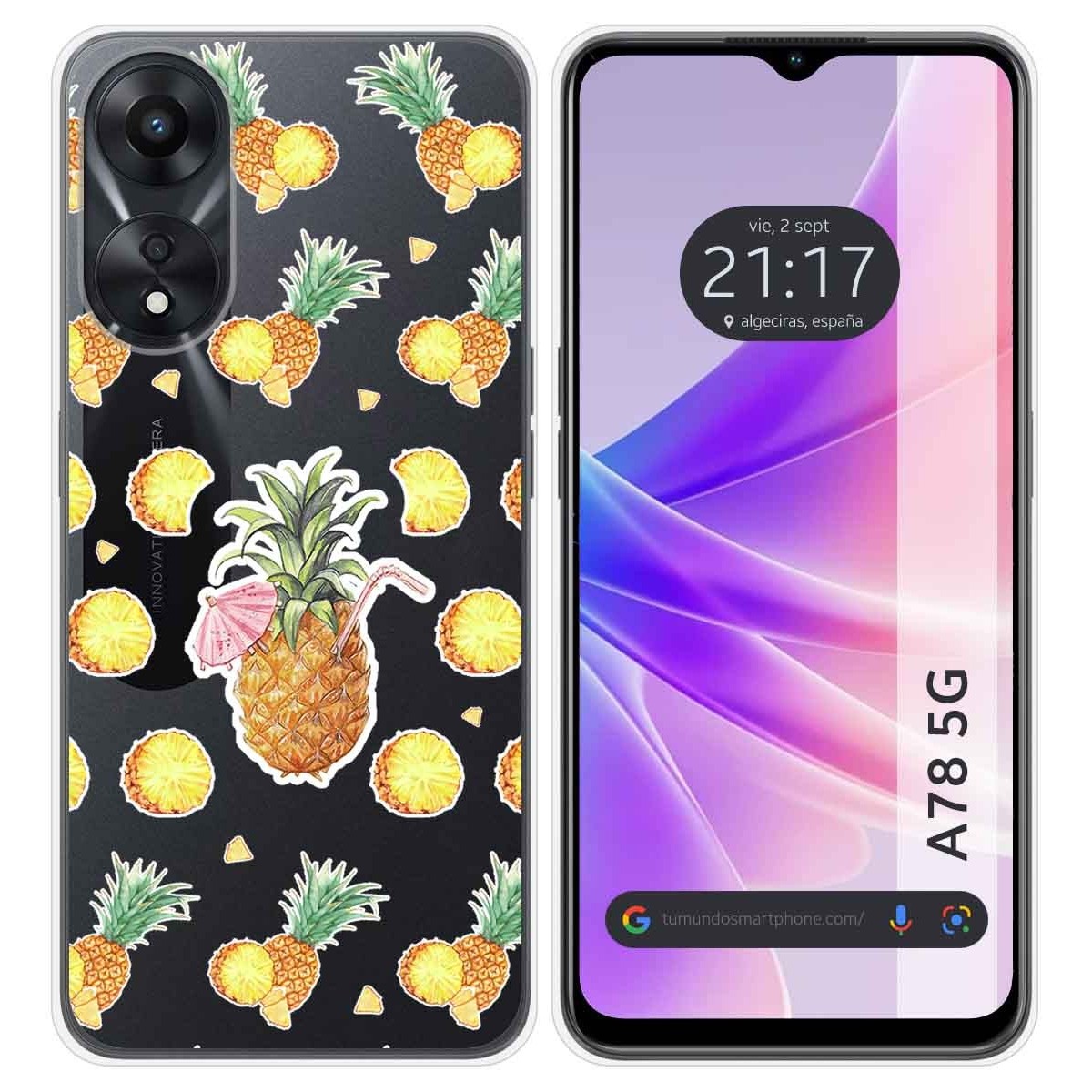 Funda Silicona Transparente para Oppo A78 5G diseño Piña Dibujos