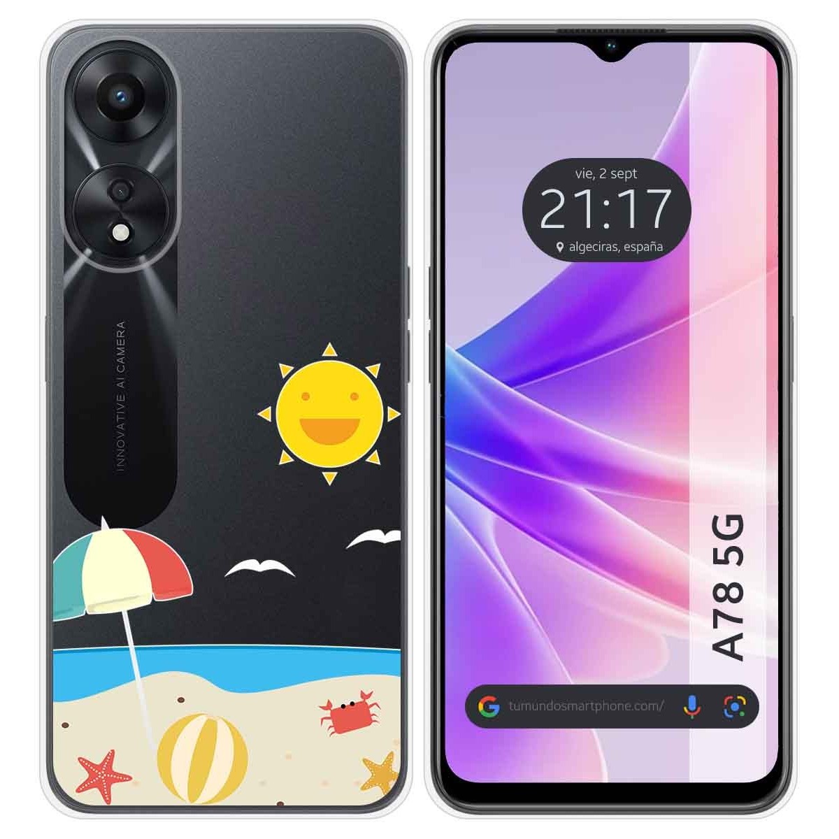Funda Silicona Transparente para Oppo A78 5G diseño Playa Dibujos