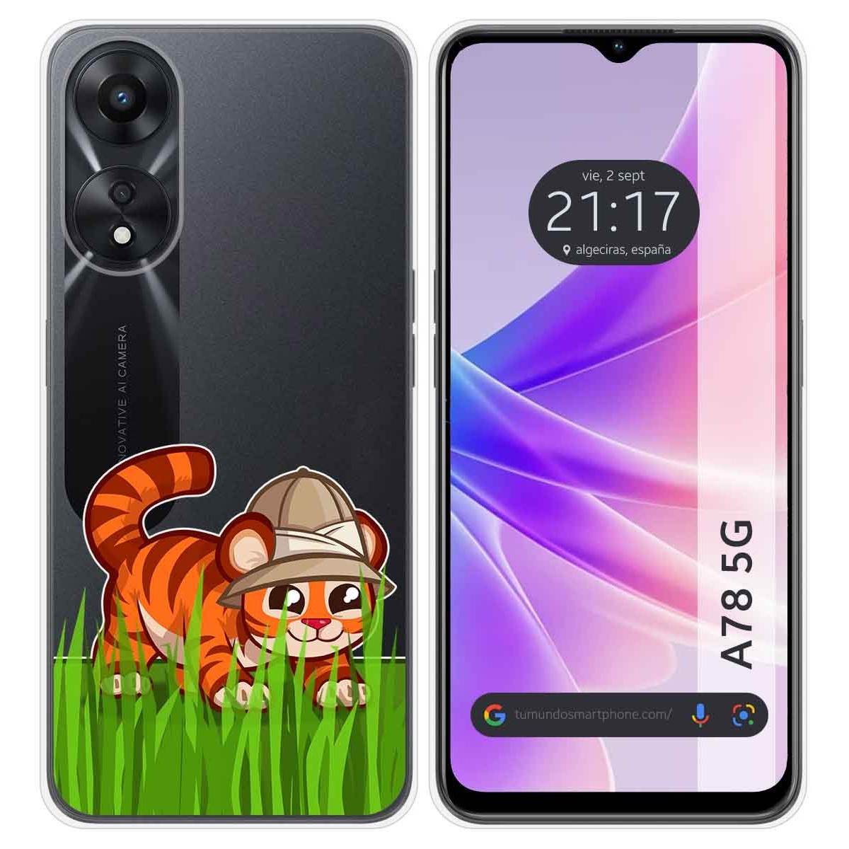 Funda Silicona Transparente para Oppo A78 5G diseño Tigre Dibujos