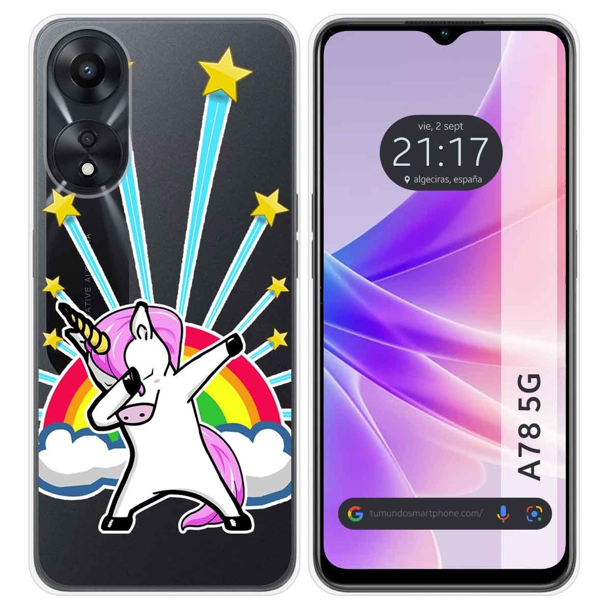 Funda Silicona Transparente para Oppo A78 5G diseño Unicornio Dibujos