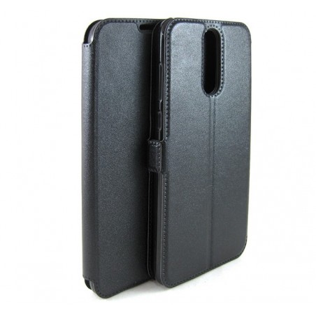 Funda Soporte Piel Negra para Huawei Mate 10 Lite Flip Libro