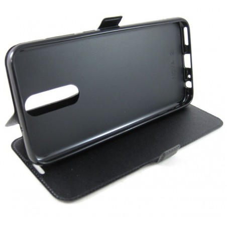 Funda Soporte Piel Negra para Huawei Mate 10 Lite Flip Libro