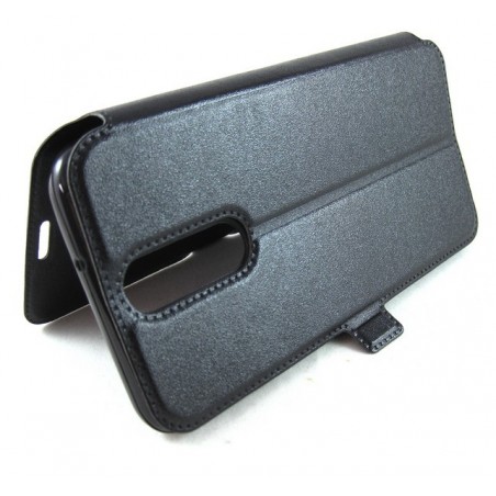 Funda Soporte Piel Negra para Huawei Mate 10 Lite Flip Libro