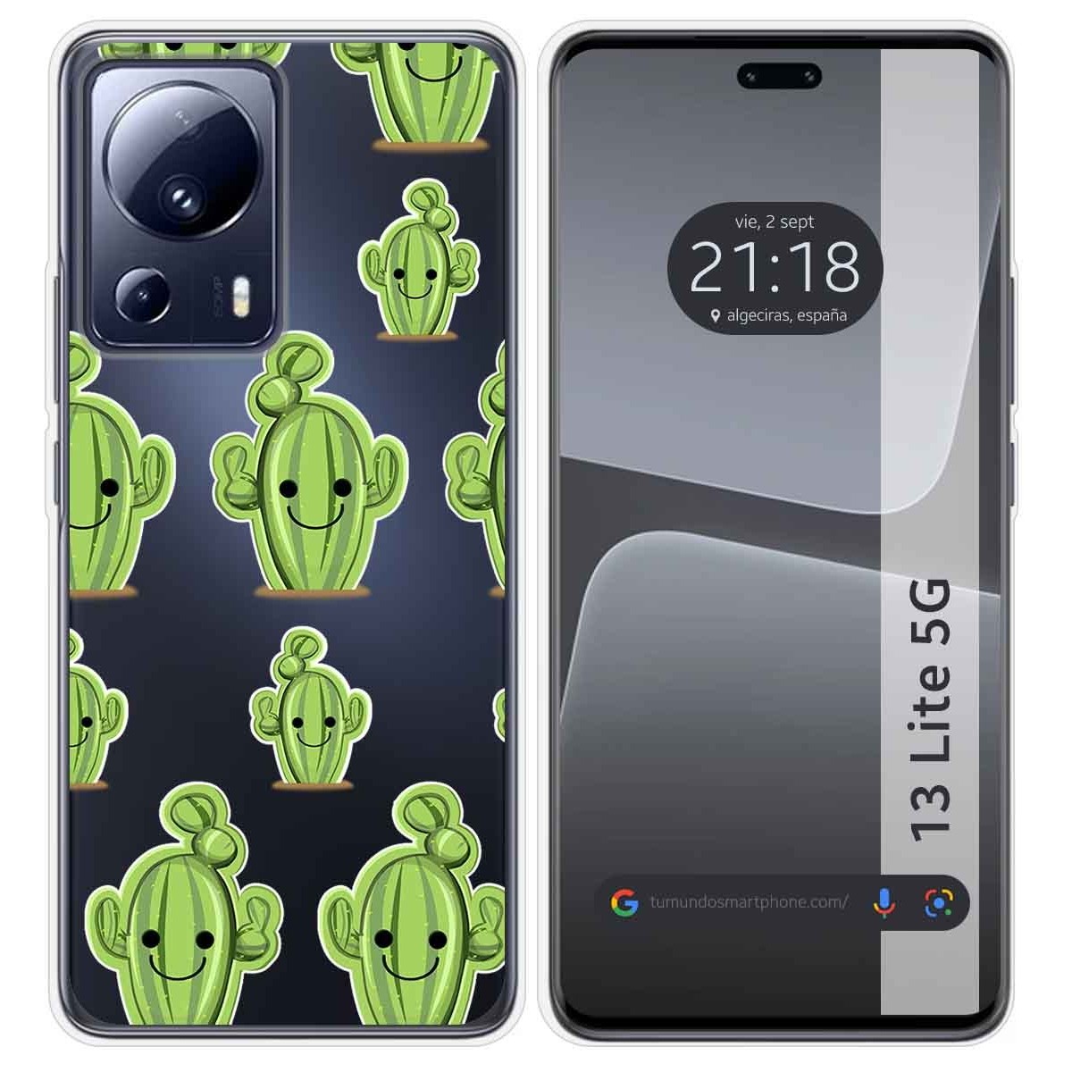 Funda Silicona Transparente compatible con Xiaomi 13 Lite 5G diseño Cactus Dibujos