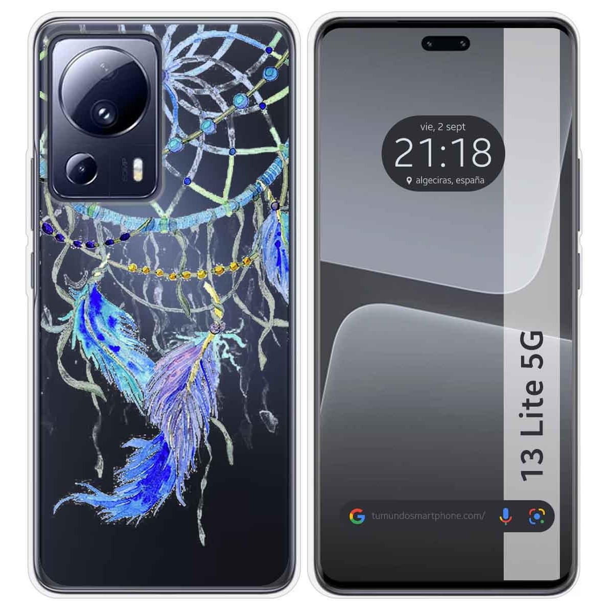 Funda Silicona Transparente compatible con Xiaomi 13 Lite 5G diseño Plumas Dibujos