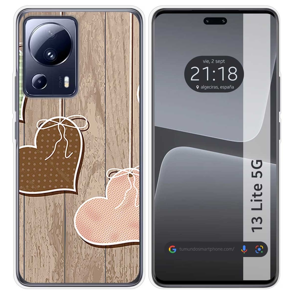 Funda Silicona compatible con Xiaomi 13 Lite 5G diseño Corazones Madera Dibujos