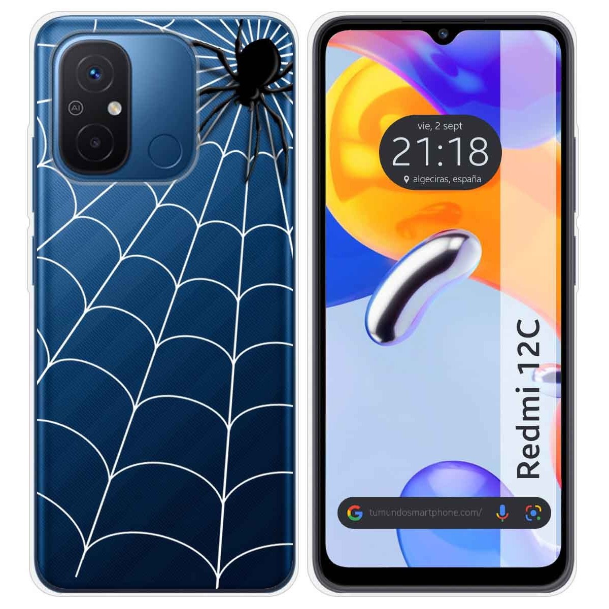 Funda Silicona Transparente compatible con Xiaomi Redmi 12C diseño Araña Dibujos