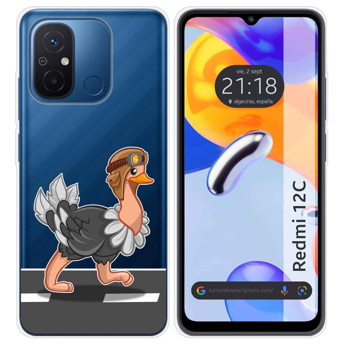 Funda Silicona Transparente compatible con Xiaomi Redmi 12C diseño Avestruz Dibujos