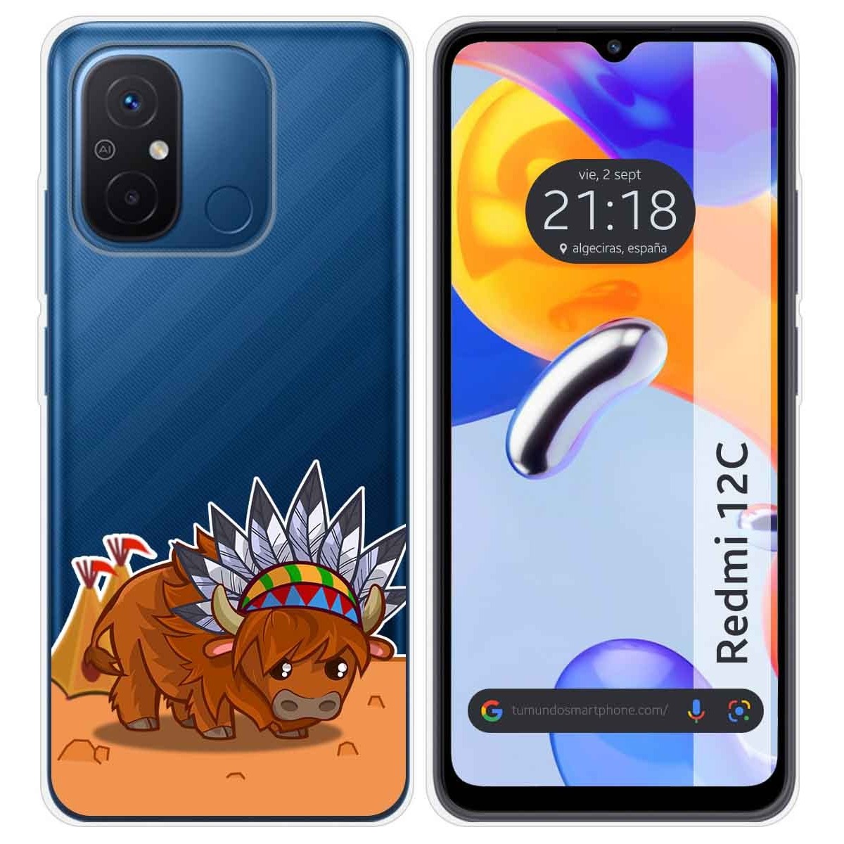 Funda Silicona Transparente compatible con Xiaomi Redmi 12C diseño Bufalo Dibujos