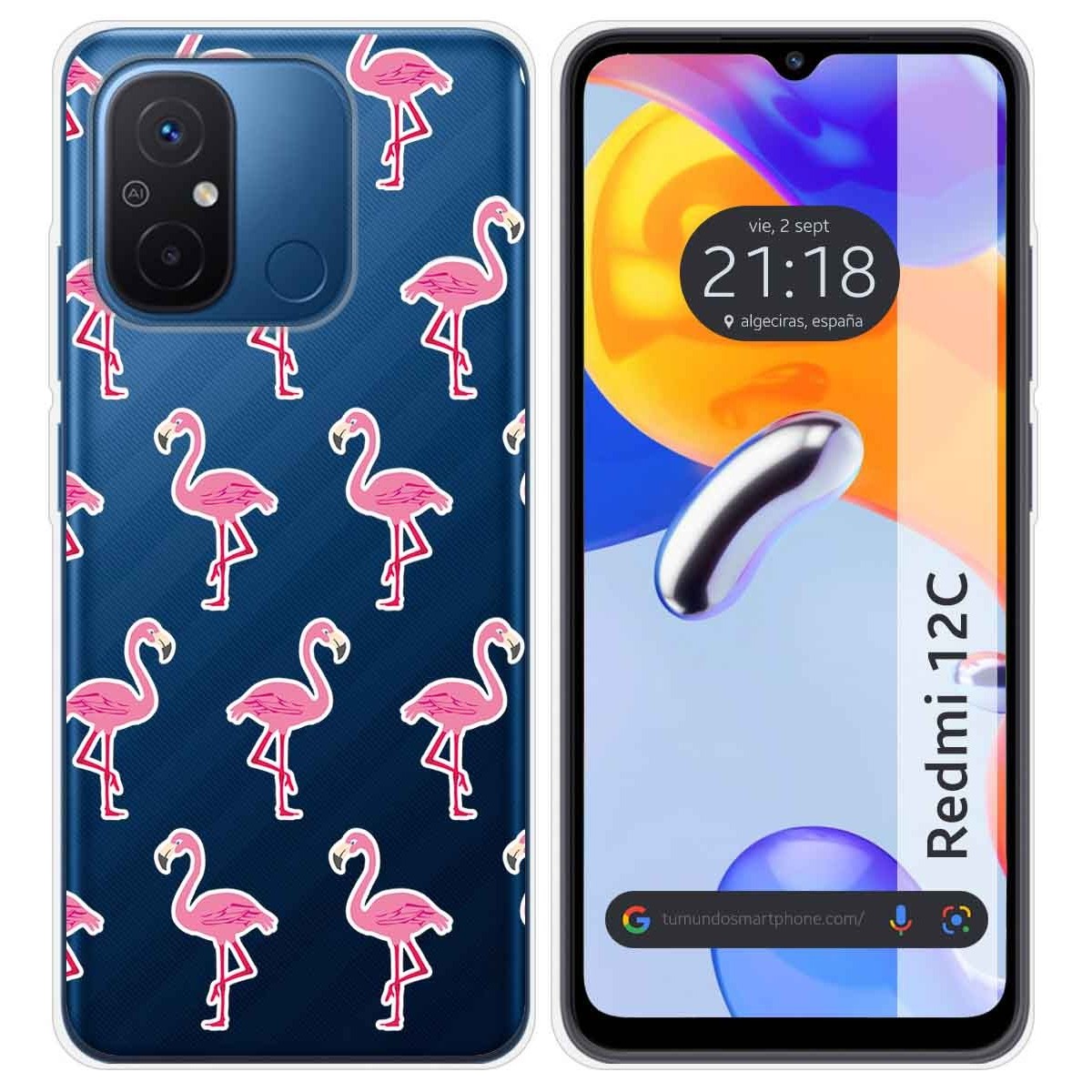 Funda Silicona Transparente compatible con Xiaomi Redmi 12C diseño Flamenco Dibujos