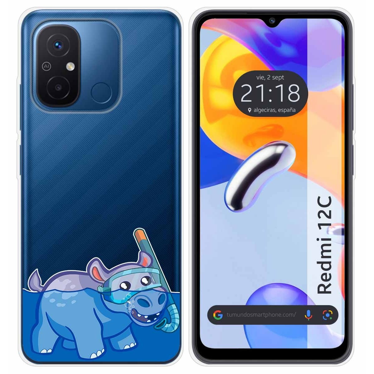 Funda Silicona Transparente compatible con Xiaomi Redmi 12C diseño Hipo Dibujos