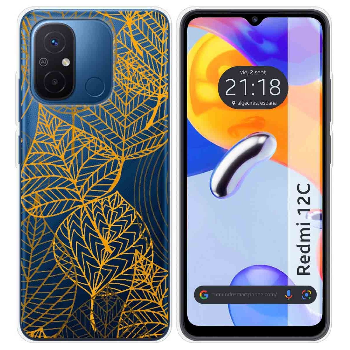 Funda Silicona Transparente compatible con Xiaomi Redmi 12C diseño Hojas Dibujos