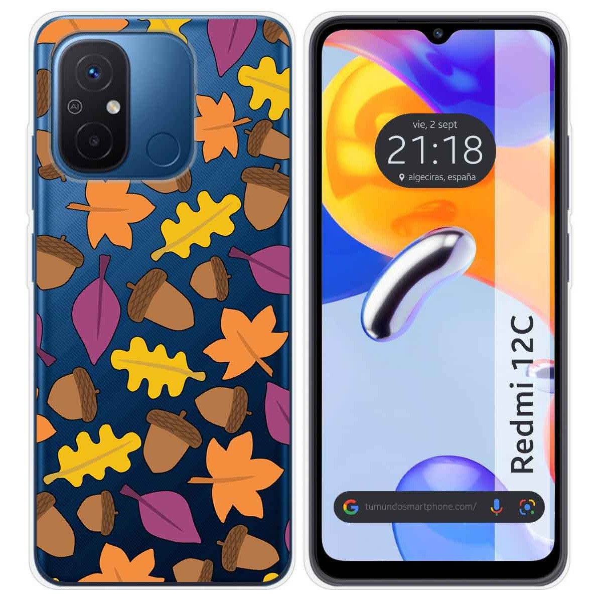 Funda Silicona Transparente compatible con Xiaomi Redmi 12C diseño Otoño Dibujos