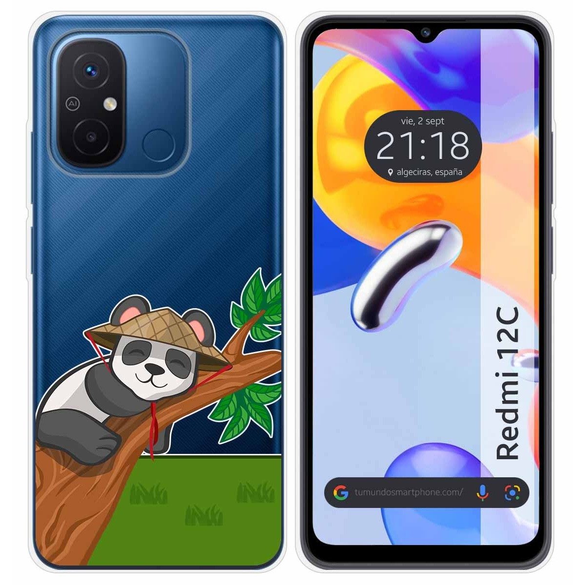 Funda Silicona Transparente compatible con Xiaomi Redmi 12C diseño Panda Dibujos