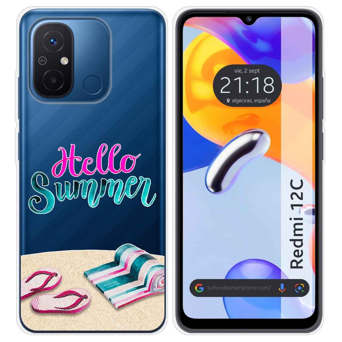 Funda Silicona Transparente compatible con Xiaomi Redmi 12C diseño Summer Dibujos