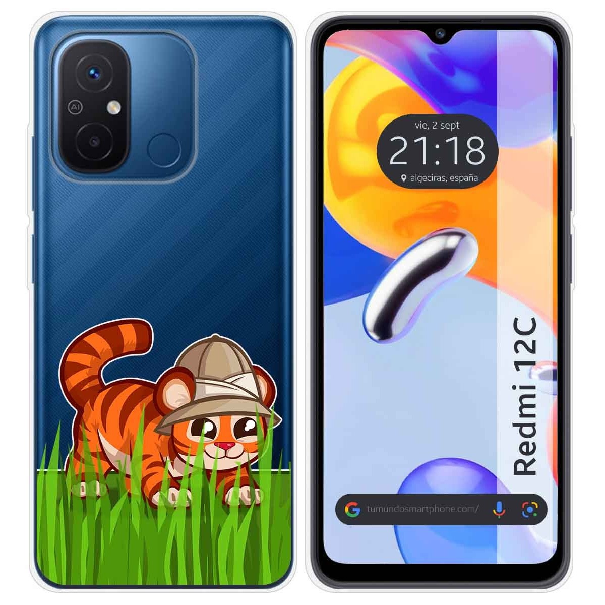 Funda Silicona Transparente compatible con Xiaomi Redmi 12C diseño Tigre Dibujos