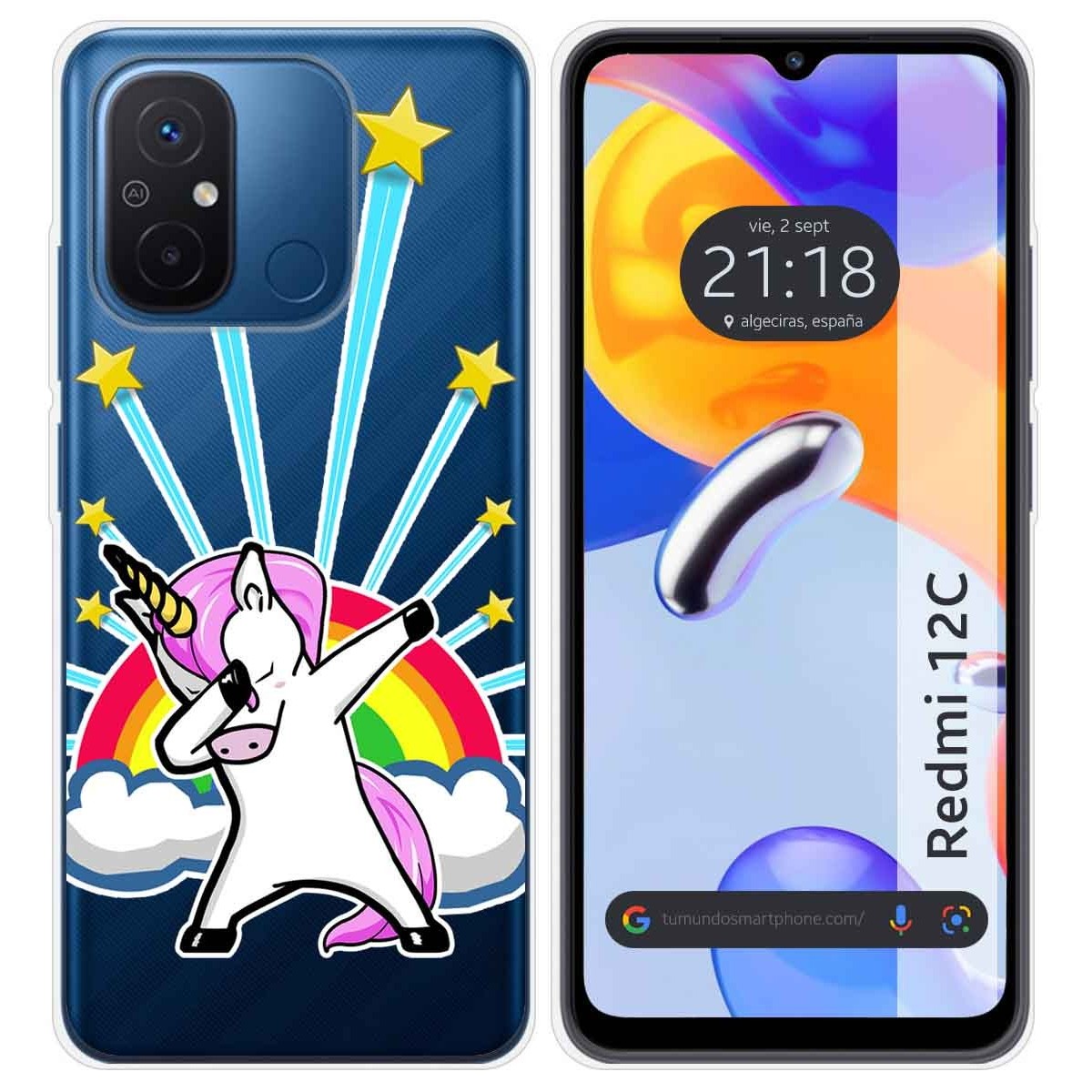 Funda Silicona Transparente compatible con Xiaomi Redmi 12C diseño Unicornio Dibujos
