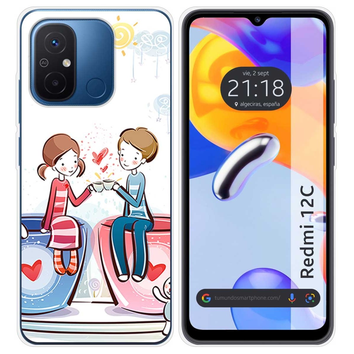 Funda Silicona compatible con Xiaomi Redmi 12C diseño Café Dibujos