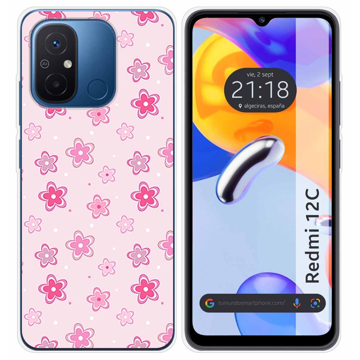 Funda Silicona compatible con Xiaomi Redmi 12C diseño Flores Dibujos