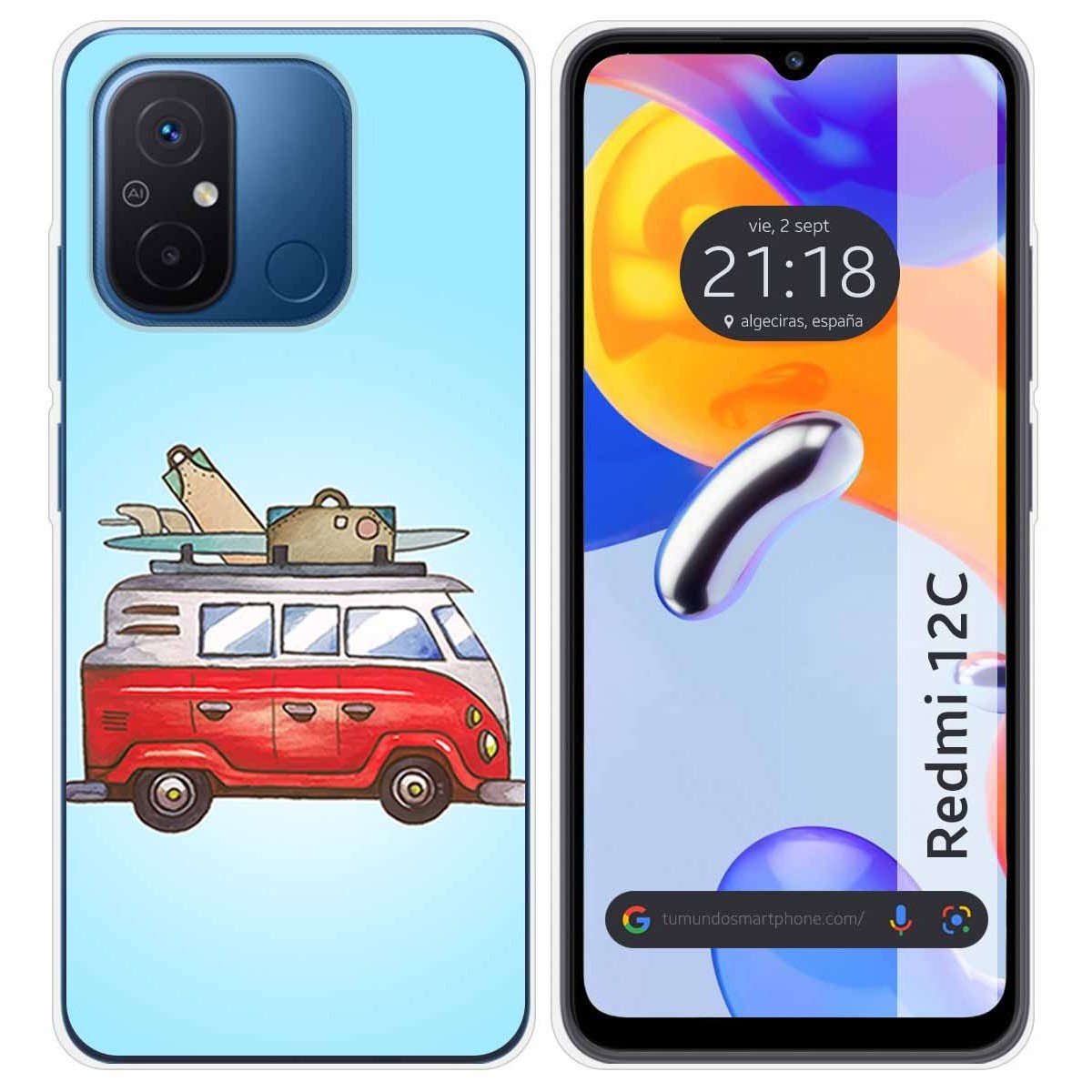 Funda Silicona compatible con Xiaomi Redmi 12C diseño Furgoneta Dibujos