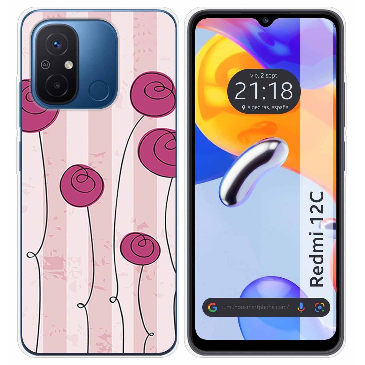 Funda Silicona compatible con Xiaomi Redmi 12C diseño Flores Vintage Dibujos