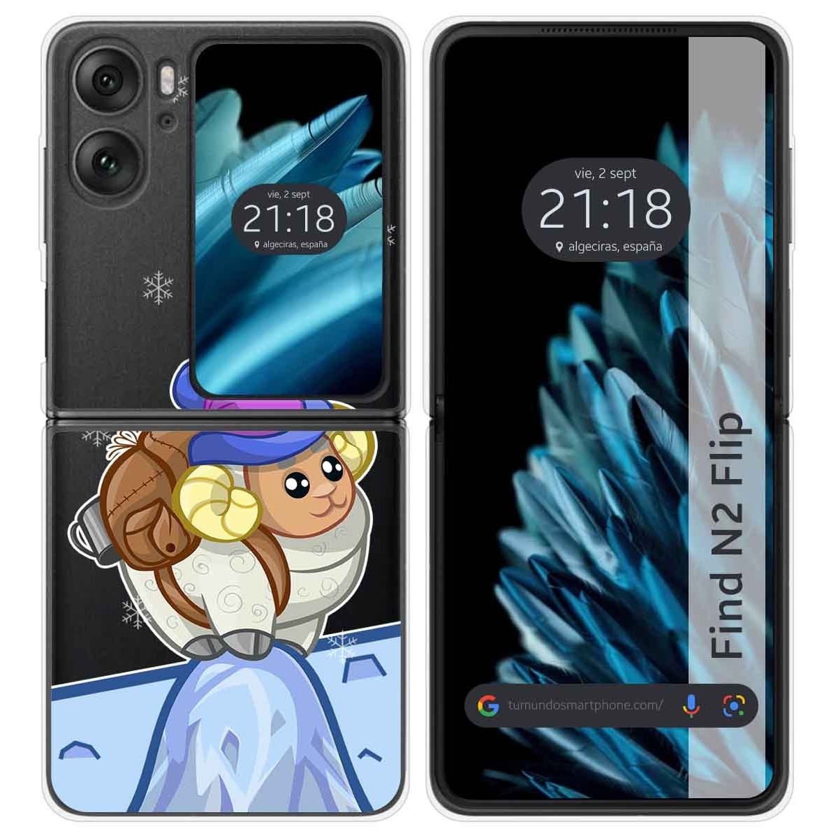 Funda Carcasa Dura Transparente para Oppo Find N2 Flip 5G diseño Cabra Dibujos
