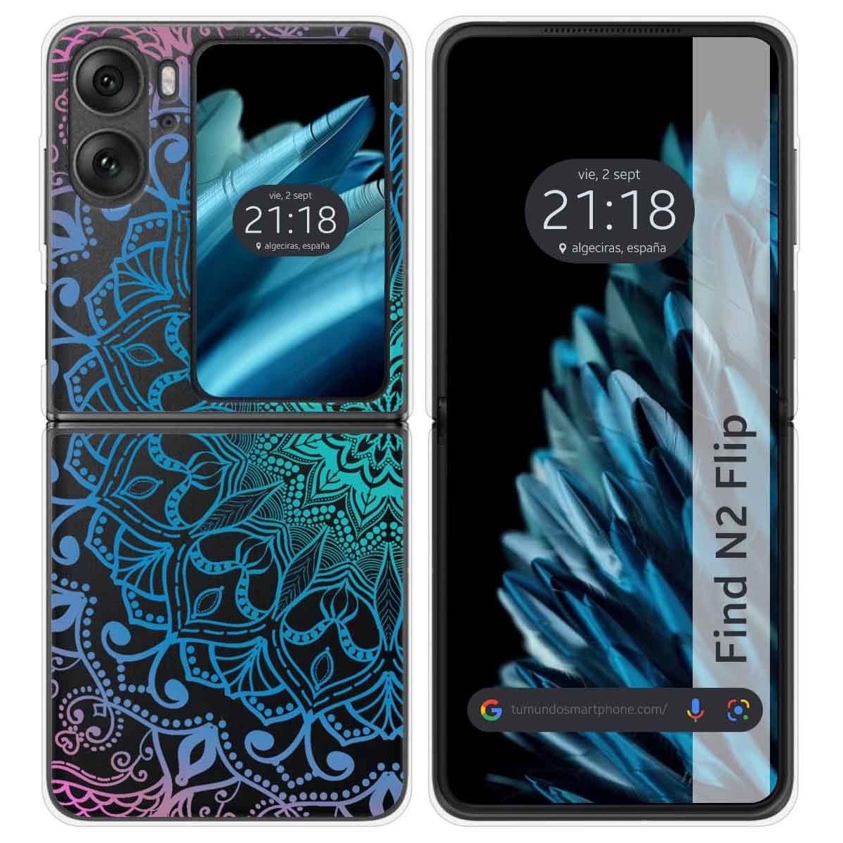 Funda Carcasa Dura Transparente para Oppo Find N2 Flip 5G diseño Mandala Dibujos