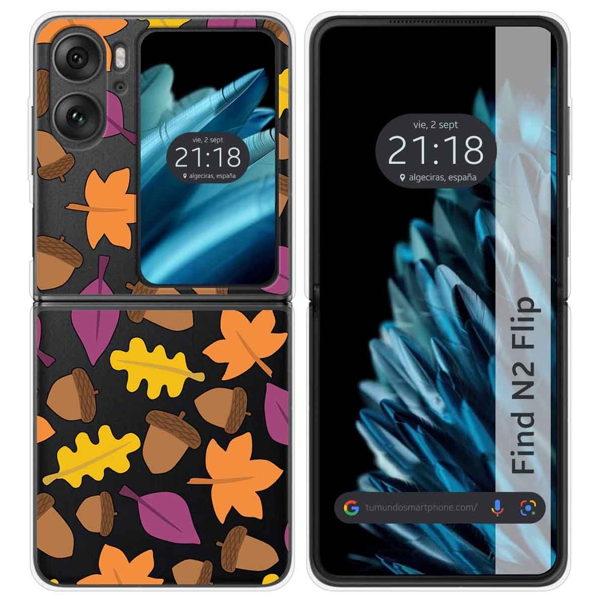Funda Carcasa Dura Transparente para Oppo Find N2 Flip 5G diseño Otoño Dibujos