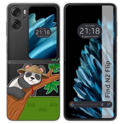 Funda Carcasa Dura Transparente para Oppo Find N2 Flip 5G diseño Panda Dibujos