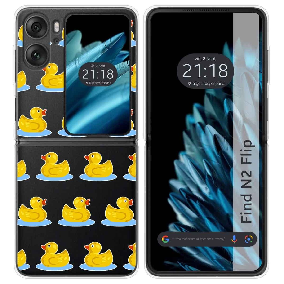 Funda Carcasa Dura Transparente para Oppo Find N2 Flip 5G diseño Pato Dibujos