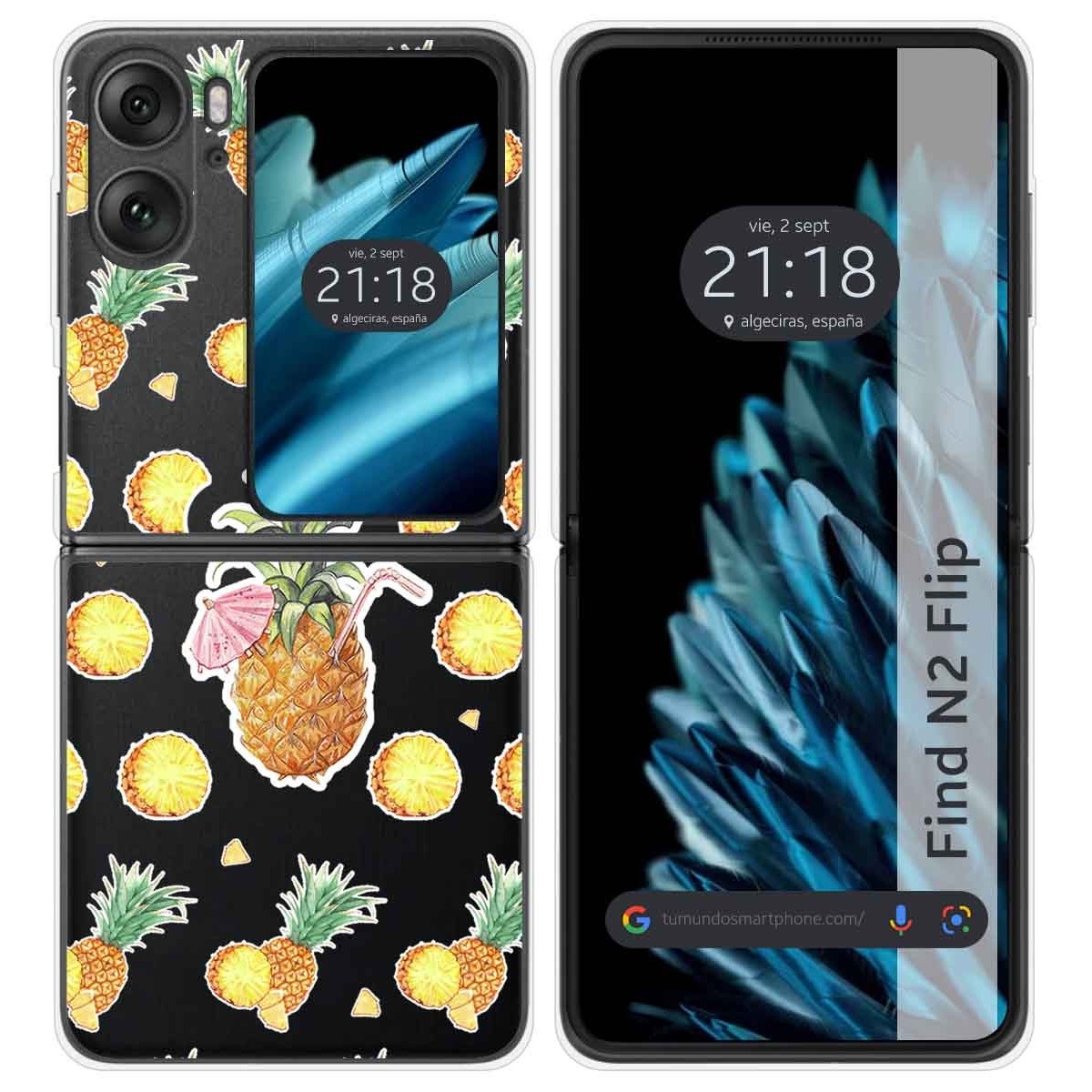 Funda Carcasa Dura Transparente para Oppo Find N2 Flip 5G diseño Piña Dibujos