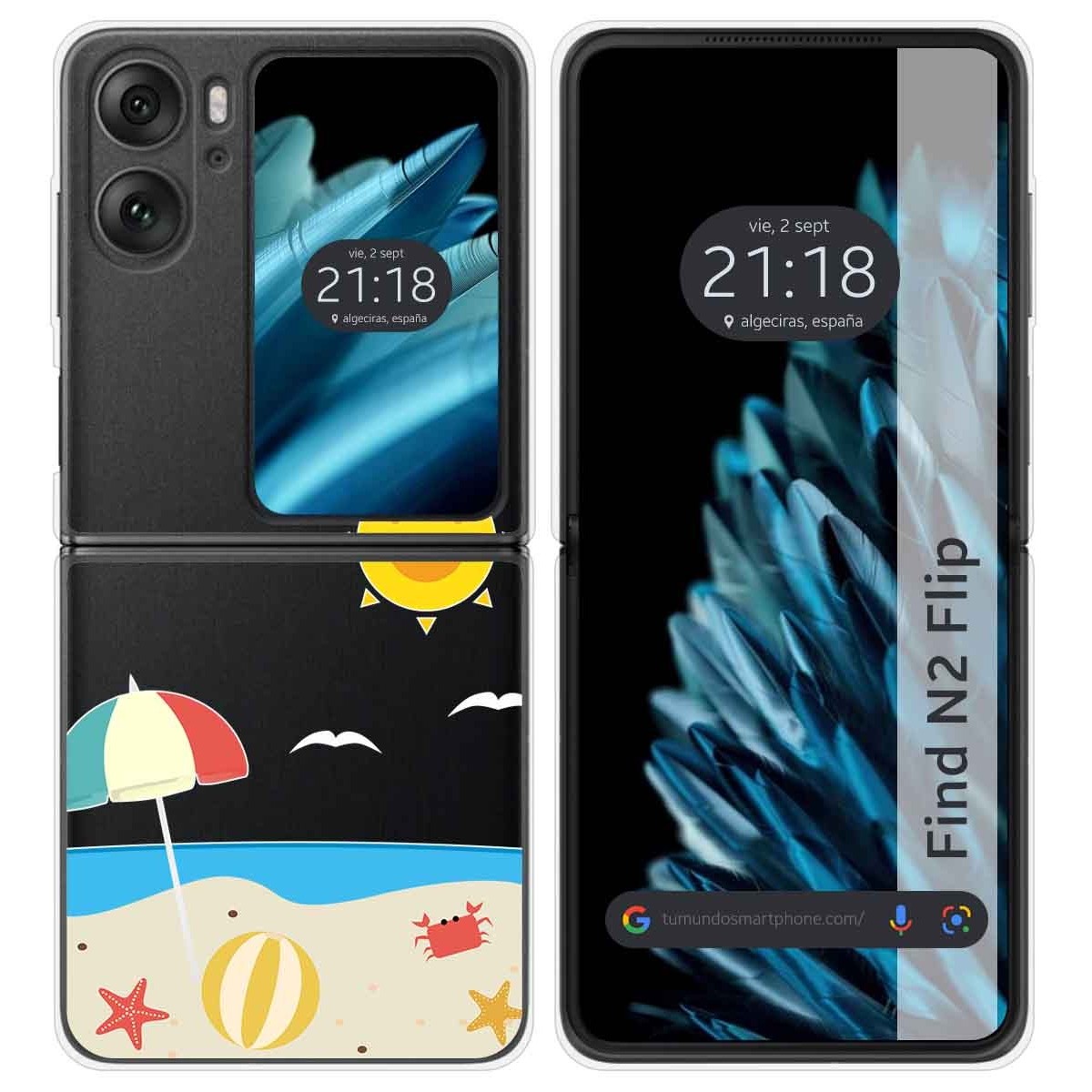 Funda Carcasa Dura Transparente para Oppo Find N2 Flip 5G diseño Playa Dibujos