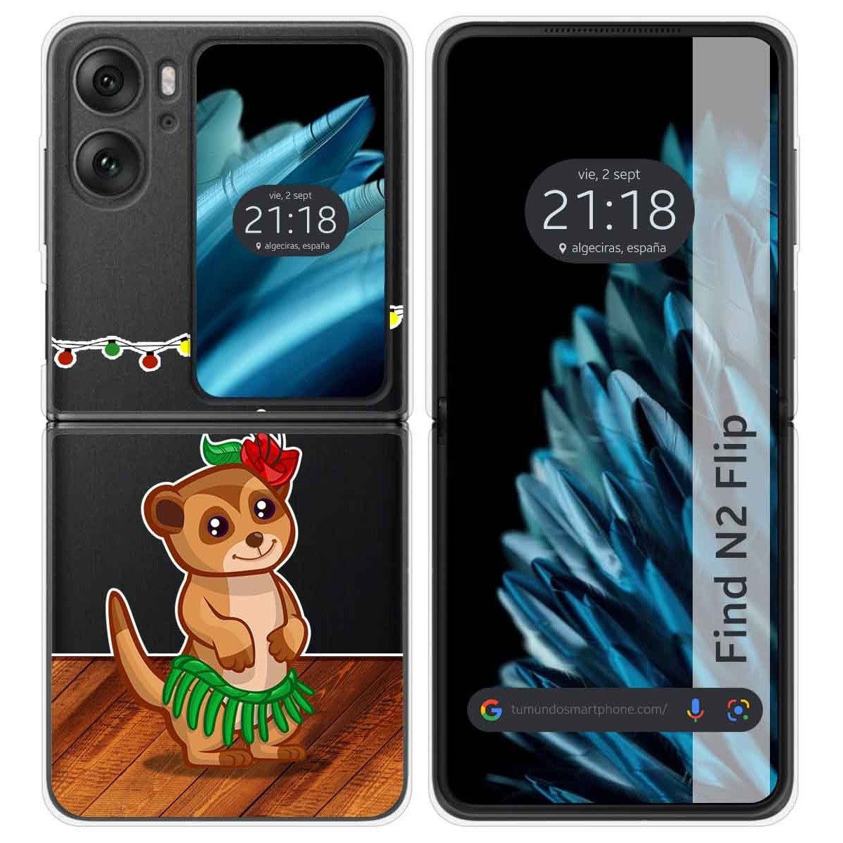 Funda Carcasa Dura Transparente para Oppo Find N2 Flip 5G diseño Suricata Dibujos