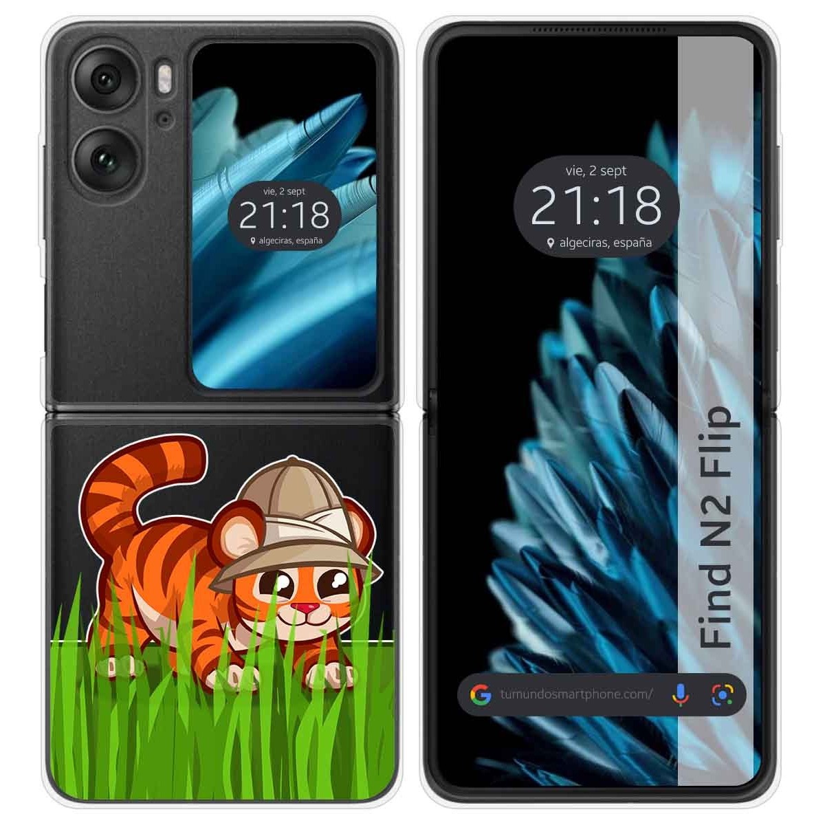 Funda Carcasa Dura Transparente para Oppo Find N2 Flip 5G diseño Tigre Dibujos