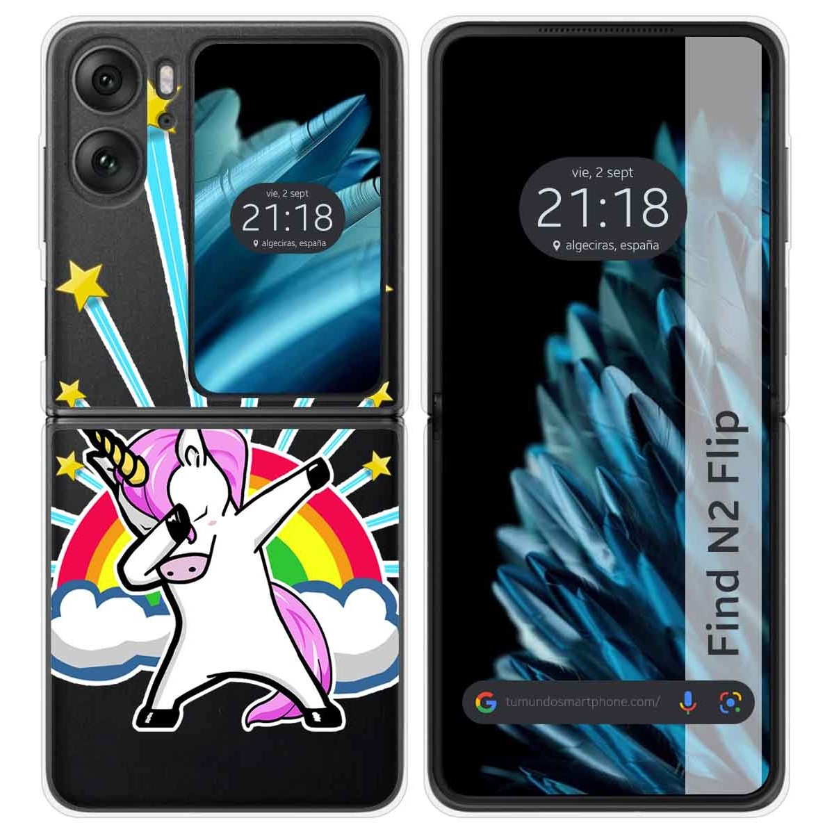 Funda Carcasa Dura Transparente para Oppo Find N2 Flip 5G diseño Unicornio Dibujos