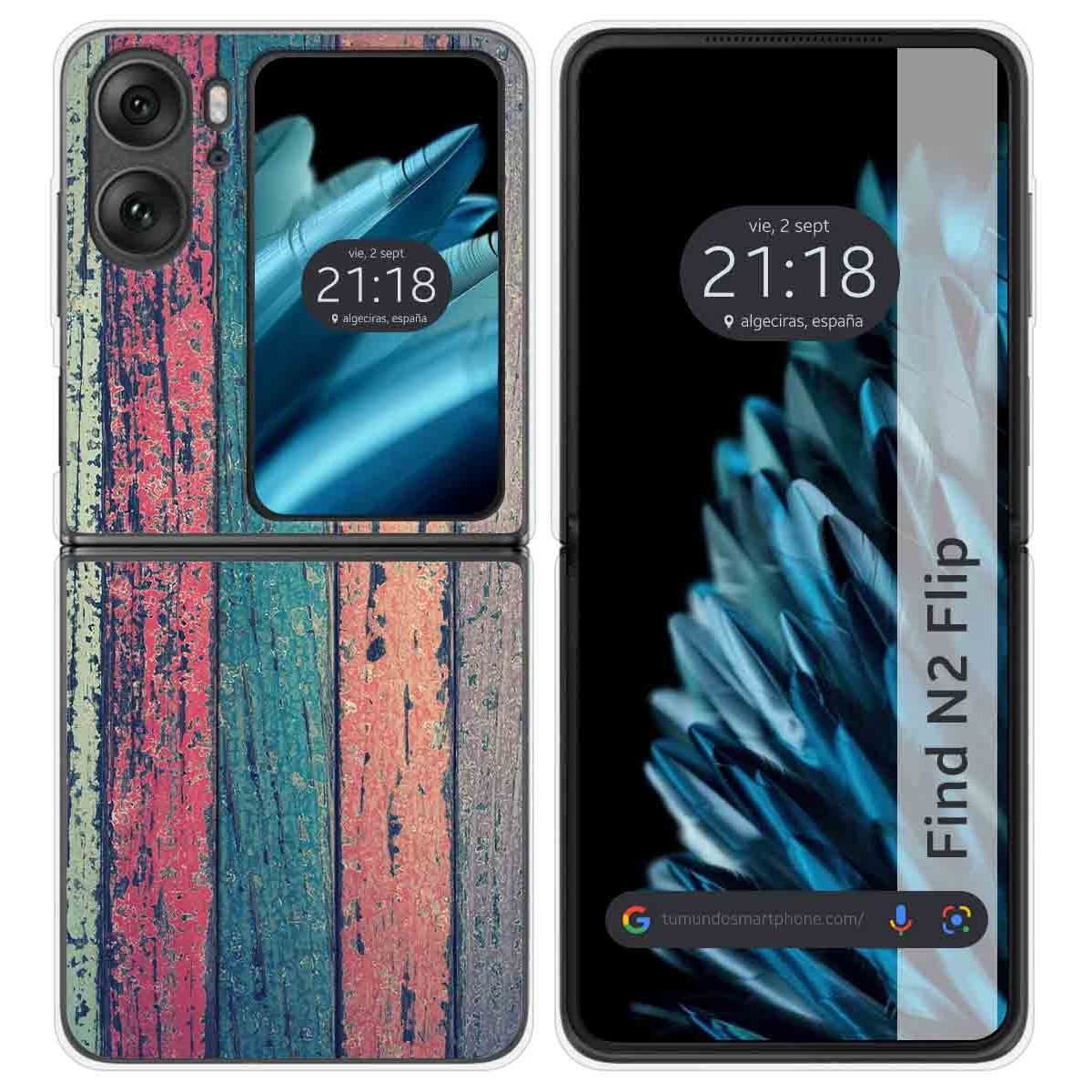 Funda Carcasa Dura para Oppo Find N2 Flip 5G diseño Madera 10 Dibujos