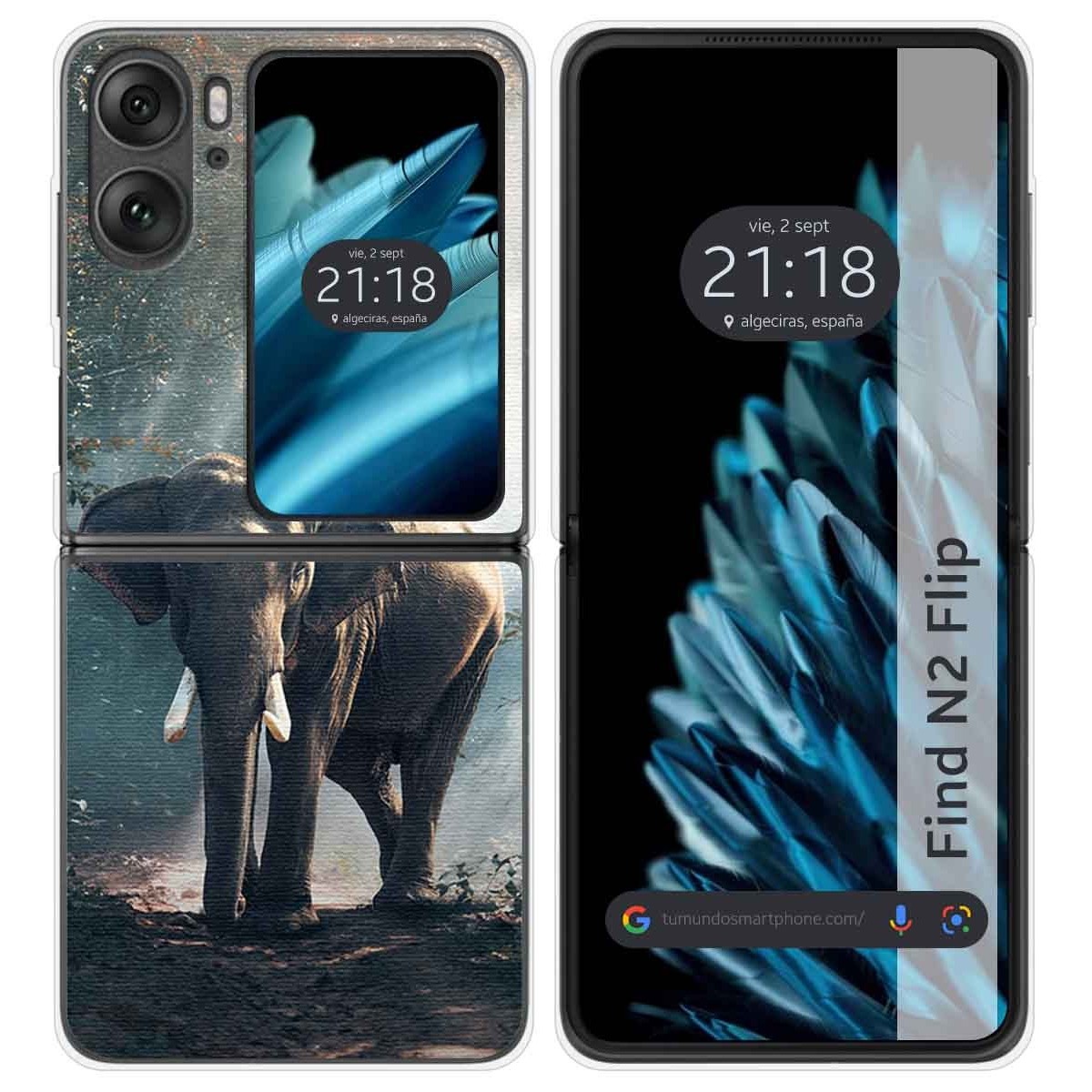 Funda Carcasa Dura para Oppo Find N2 Flip 5G diseño Elefante Dibujos