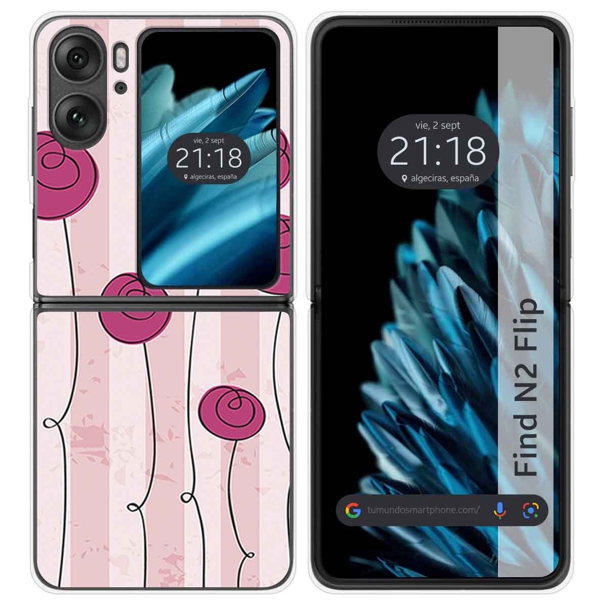 Funda Carcasa Dura para Oppo Find N2 Flip 5G diseño Flores Vintage Dibujos